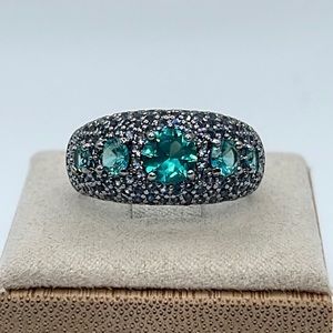 Bomb Party Ring SIMPLY SPEECHLESS RBP6661 Paraiba Tourmaline/Hematite plating